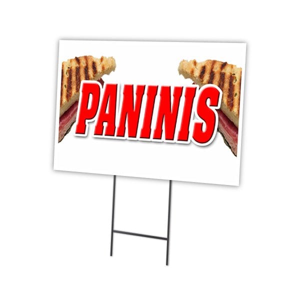 Paninis Yard Sign & Stake outdoor plastic coroplast window, C-1824 Paninis